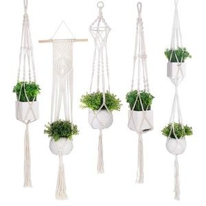 Macrame plant hangers.